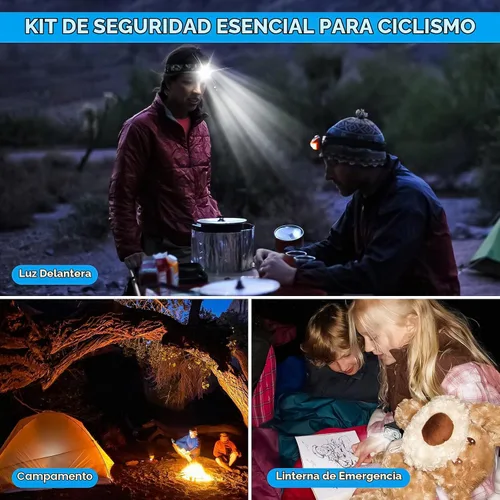 Vista 6 de Juego de luces de bicicleta, luz recargable USB para bicicleta delantera y trasera, 1000 lúmenes para bicicleta y luz trasera con señal de giro