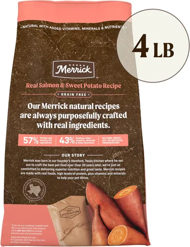 Vista 10 de Merrick Alimento seco para perros adultos sin cereales de primera calidad, saludable y natural, croquetas con salmón real y batata, bolsa de 4.0
