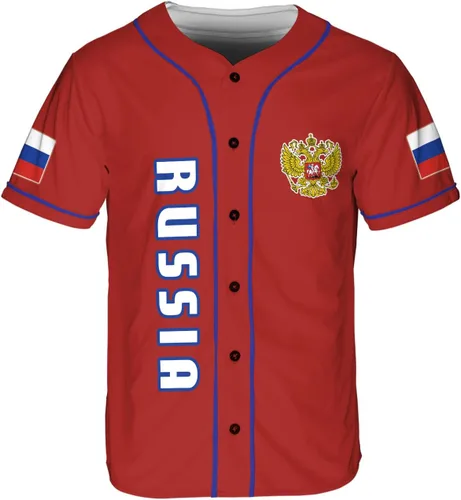 Vista 2 de Podagree - Camiseta de béisbol personalizada de Rusia, con la bandera rusa orgullosa, camiseta de escudo de armas ruso, regalo para hombres y mujeres