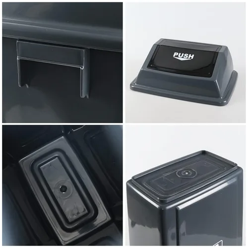Vista 3 de Kekow Paquete de 4 cubos de basura de plástico con tapa, cubo de basura GraySwing Top, 13 galones Swing Top Lid Design, Durable Plastic