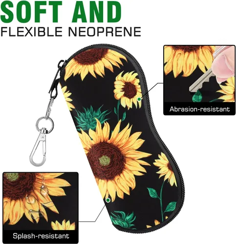 Vista 3 de MoKo Estuche suave para lentes de sol, paquete de 2, estuche de neopreno portátil ultraligero con cremallera para gafas, caja de seguridad
