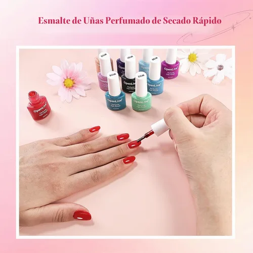 Vista 4 de OpenLive Juego de esmaltes de uñas de perfume de 20 colores, rojo, rosa, morado y verde, juego de esmaltes de uñas de secado rápido para mujeres