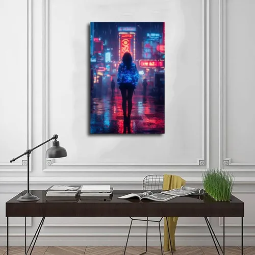 Vista 3 de Arte de pared de subcultura de niña neón – Póster estético de Cyberpunk Y2K – Lienzo retro futurista de moda callejera impresión lienzo póster arte