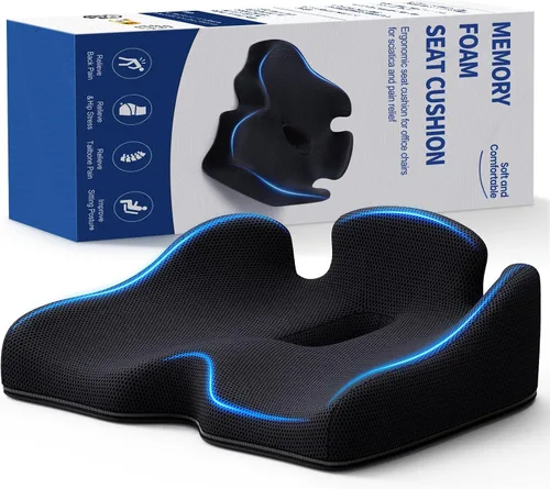 Vista 14 de Benazcap Cojín de asiento de espuma viscoelástica, alivio de presión Negro