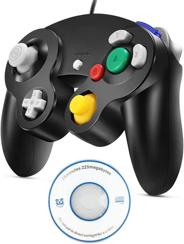Vista 2 de Arrocent Controlador GC reemplazo para controlador Gamecube compatible con controlador de cubo de juego USB con cablePC Windows 7 8 10 negro