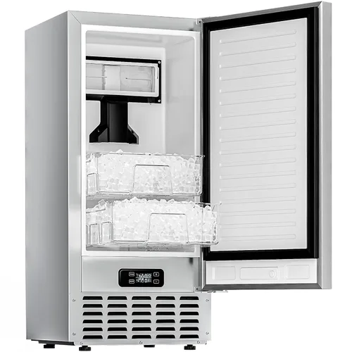 Vista 9 de EUHOMY Máquina de hielo comercial bajo mostrador de 15" de ancho, 90 lb/día, autolimpieza y temporizador de 24H, drenaje por gravedad, máquina