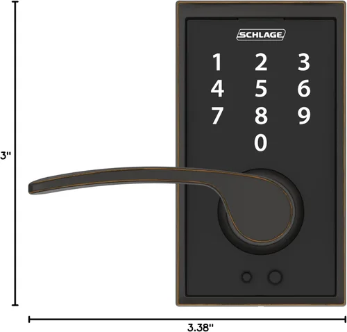 Vista 5 de Schlage - Cerradura táctil Century con picaporte Merano (bronce envejecido, FE695 CEN 716 MER) Keyless entry door lock, Electronic touchscreen