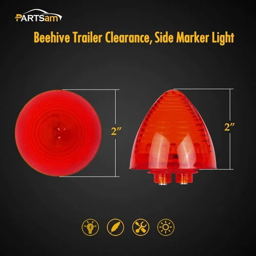 Vista 4 de Partsam Juego de 10 luces LED redondas de cola de 2 pulgadas para remolque, 9 diodos, color rojo, sellado, remolque, camión, RV, luz lateral