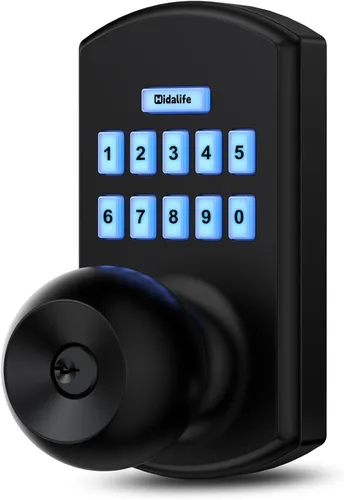 Vista 9 de Hidalife Pomo de puerta inteligente con teclado, cerradura de puerta de entrada sin llave para puerta delantera, modo de paso fácil, código único