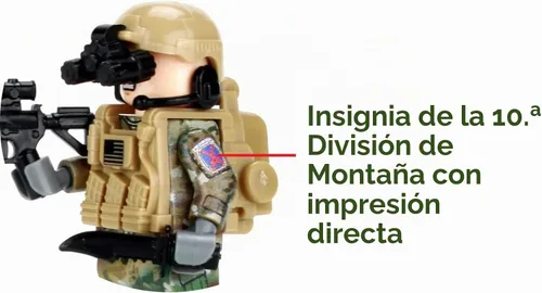 Vista 5 de Battle Brick Minifigura coleccionable del ejército OCP 10ª infantería de montaña personalizada coleccionable