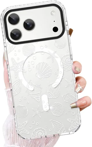 Vista 9 de OOK Funda magnética transparente para iPhone 17, lindo encaje floral negro Encaje Negro Floral