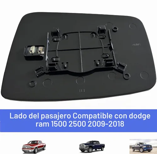 Vista 4 de Espejo calefactable para el lado del pasajero, repuesto para Dodge Ram 1500 2500 2009-2018, espejo lateral derecho 68050298AA, 68079362AA espejo