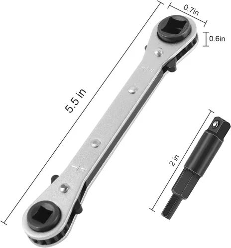 Vista 3 de Llave de servicio HVAC con adaptador de broca hexagonal Kit de herramientas para reparación de equipos de refrigeración de aire acondicionado 3/16