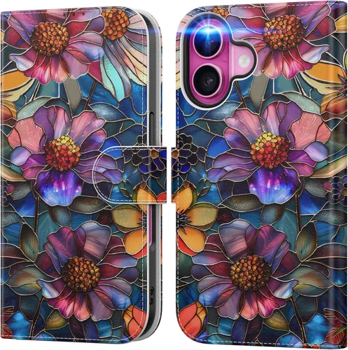 Vista 104 de DEENAKIN Funda tipo cartera para iPhone 15 con tarjetero + clip para efectivo, bloqueo RFID, protección contra caídas de grado militar y obras