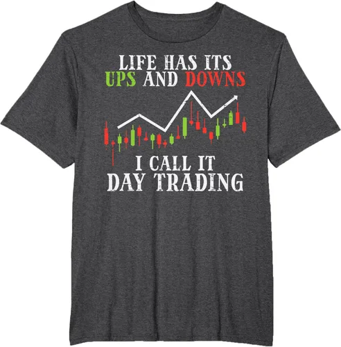 Vista 60 de Life Ups And Downs Day Trading Crypto Stock Market Trader T-Shirt, Negro