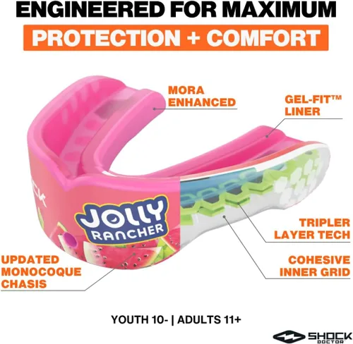 Vista 5 de Shock Doctor, Gel Max Power Flavor - Protector bucal, fútbol, lacrosse, hockey, artes marciales mixtas, boxeo, jóvenes y adultos