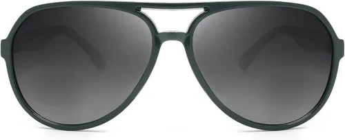 Vista 2 de JIM HALO Gafas de sol polarizadas para hombres y mujeres, persianas de aviador retro para conducir, pescar, verde y gris degradado