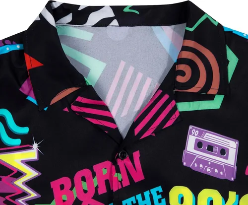 Vista 5 de MYHALF Traje de los años 80 para mujer, camisas de neón de los años 80, trajes de fiesta temática de los años 80 y 90, trajes retro de manga corta