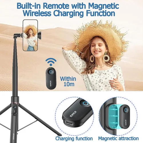 Vista 7 de ORMOS Trípode para selfie, extensible de 67 pulgadas, aleación de aluminio y silicona, compatible con todos los teléfonos celulares, soporte