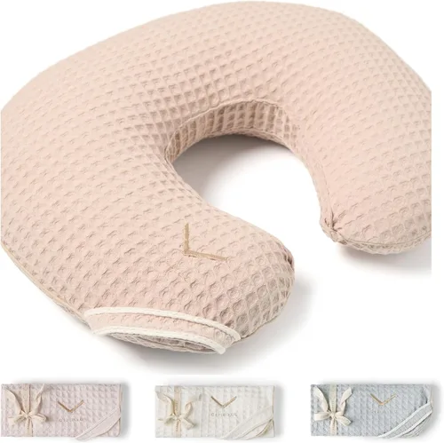 Vista 8 de Funda orgánica para almohada de lactancia • Calidad Premium 100% algodón Oeko-Tex Standard • Funda para lactancia materna y almohada de biberón •