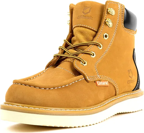 Vista 7 de Men's 6" Soft Toe Work Boots Full Grain Leather Moc Toe Waterproof Wedge Sole Comfortable Construction Boots