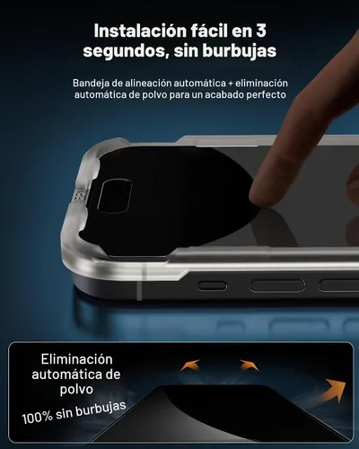 Vista 8 de UNBREAKcable Protector de pantalla de privacidad para iPhone 15 (6.1 pulgadas), paquete de 2 + 2 protectores de lente, antiespía de 25°, dureza 9H