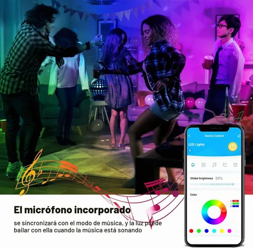 Vista 3 de DAYBETTER - Tira de luces LED inteligentes de 32.8 pies, kits de tira de luces LED RGB 2835 con control remoto de 24 teclas, tira de luces LED