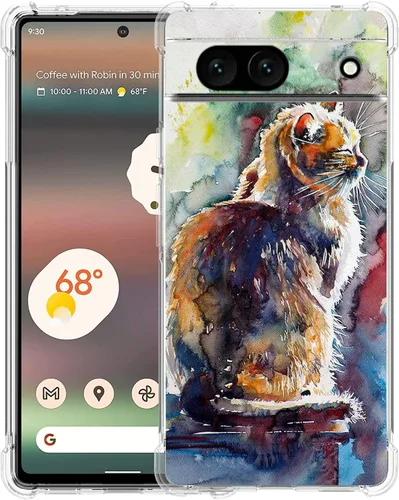 Vista 32 de Funda para Google Pixel 7a, diseño de mariposas azules, rosas, protección contra caídas, a prueba de golpes, TPU de cuerpo completo, resistente a