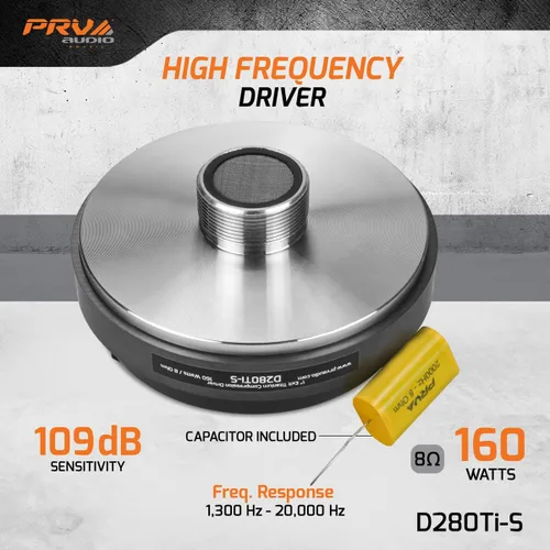Vista 2 de PRV AUDIO D280Ti-S - Controlador de compresión de audio profesional de 1 pulgada, bocina atornillada de 1 pulgada, 160 vatios (individual)