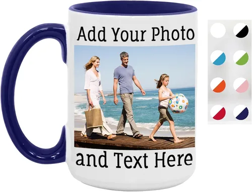 Vista 19 de Taza de café personalizada, taza de café personalizada, taza de cerámica negra de 11 onzas con texto o logotipo, regalo personalizado de doble cara