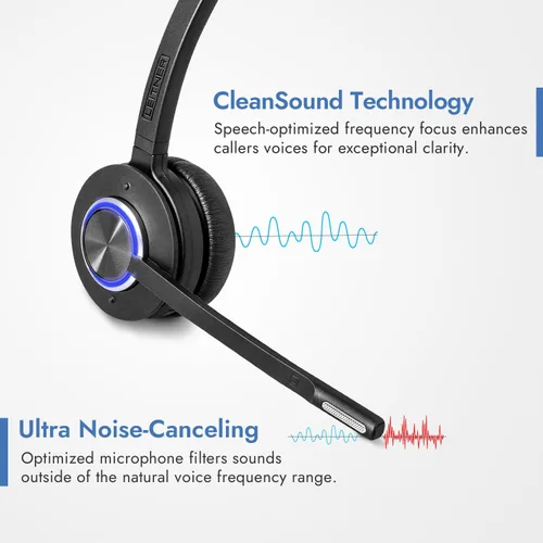 Vista 2 de Leitner LH675 Auriculares inalámbricos de oficina 3 en 1 con micrófono - Auriculares inalámbricos DECT para teléfono de oficina, computadora