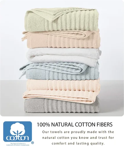Vista 3 de Great Bay Home Juego de 6 toallas de mano – Toallas 100% algodón – Toallas absorbentes y de secado rápido para el baño (Duna)
