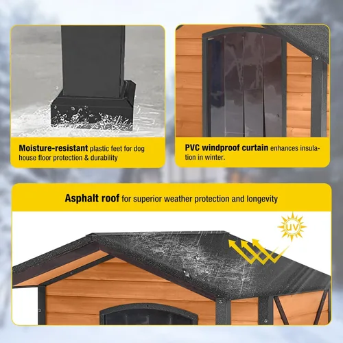 Vista 5 de AIVITUVIN Casa para perros con calefacción para exteriores con almohadilla térmica, casa aislada para perros con marco de metal antimasticación