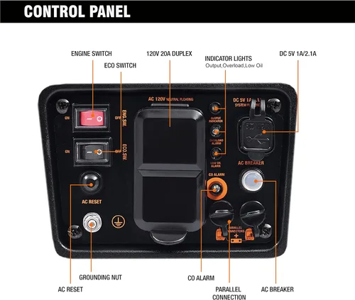Vista 5 de GENMAX Generador portátil, motor de gas ultra silencioso de 1200 W, cumple con la EPA, función de modo ecológico, ultraligero para uso doméstico