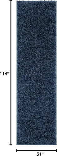 Vista 3 de 3Well Woven Elle Basics Emerson Shag Camino de pasillo, texturizado, azul oscuro, de 3 x 10, 2'7" x 9'6