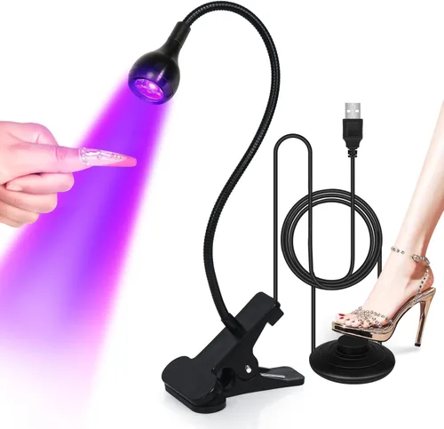 Vista 11 de krofaue Luz UV para uñas con soporte, lámpara UV recargable inalámbrica con pantalla digital, 2 temporizadores, curación flash manos libres