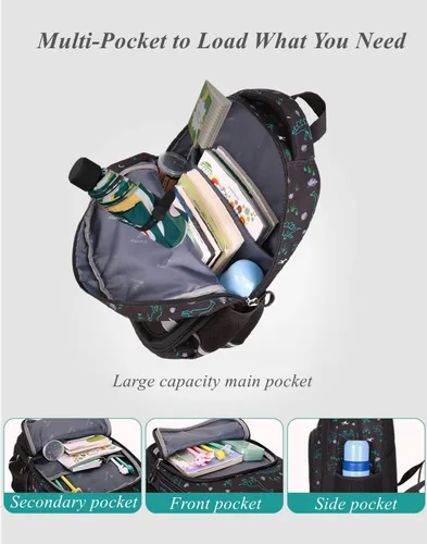 Vista 4 de Mochila escolar con estampado de galaxias para niños de secundaria y primaria
