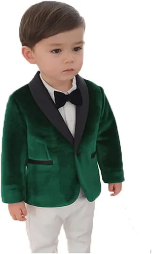Vista 5 de Chaqueta de traje formal para niño pequeño, traje de Navidad, chaqueta de terciopelo para niños, fiesta de cumpleaños JTZ019