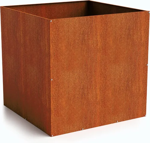 Vista 7 de Corten - Maceta de acero para exteriores, diseño rústico y moderno, cama grande de metal elevado para uso comercial y residencial (12 x 12 pulgadas)