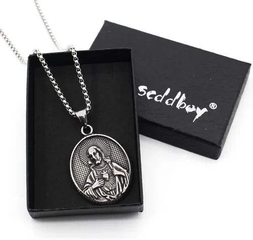 Vista 6 de Scddboy Collar de San Miguel de acero inoxidable, collar con colgante de San Miguel para hombres y mujeres, joyería de amuleto para hombres y mujeres