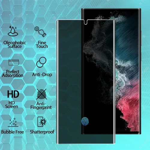 Vista 3 de 2 protectores de pantalla de TPU de privacidad (no vidrio templado) para Samsung Galaxy S22 Ultra 5G + 2 protectores de lente de cámara, película