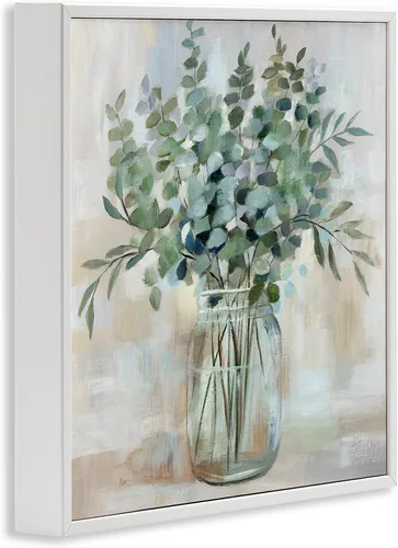 Vista 3 de [Usado] 'Arreglo calmante de hierbas de eucalipto' Arte Giclée enmarcado Stupell Industries Blanco, 12 x 12 pulgadas, fácil de colgar