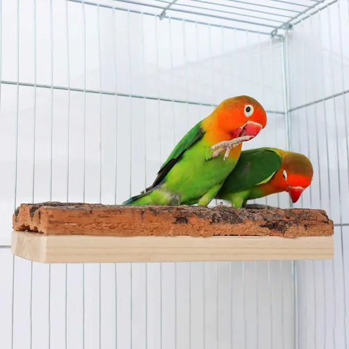 Vista 3 de Dnoifne Tablero de asiento de corcho, soporte de madera natural para loros, pájaros y pájaros, jaula de madera natural, accesorios para loros