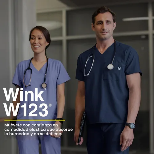 Vista 10 de WonderWink W123 6355 - Camiseta de manga corta para hombre Camiseta médica con cuello en V de 4 bolsillos, hecha para funcionar, ajustar, tela Negro