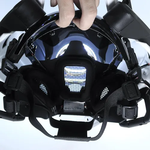 Vista 7 de Máscara de cosplay punk para adultos, máscara LED, tecnología punk futurista, cosplay, Halloween, accesorios para fiestas y festivales de música