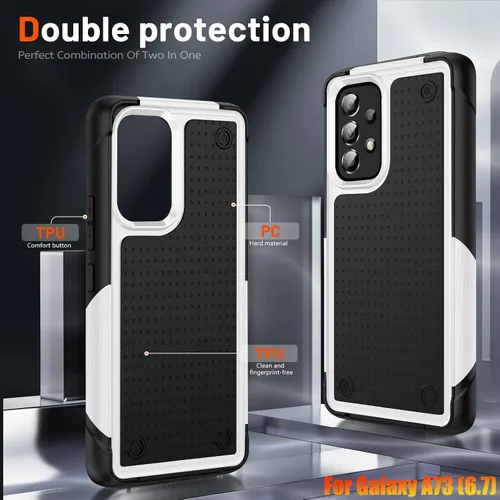 Vista 5 de Funda resistente para Samsung Galaxy A73 (5G) de 6.7 pulgadas, 4 esquinas con bolsas de aire [protección contra caídas de 12 pies], agarre