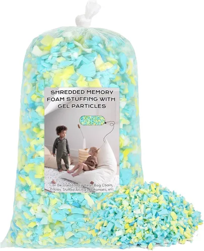 Vista 28 de Relleno para saco de boxeo de 5 libras, relleno de frijoles para almohada y puf, relleno de espuma viscoelástica triturada, relleno para saco