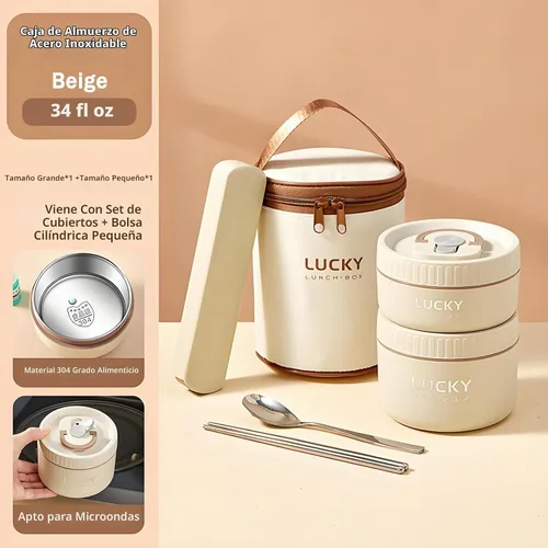 Vista 9 de Lonchera de acero inoxidable, caja bento aislada sellada de 3 niveles para mantener caliente para adultos, contenedor de alimentos térmico