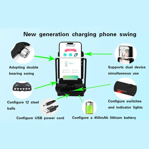 Vista 2 de Columpio para teléfono, podómetro de contador de pasos compatible con Pokemon Go Poke Ball Plus, accesorios para teléfono celular con cable USB