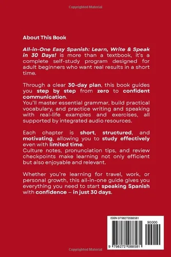 Vista 2 de All-in-One Easy Spanish Learn & Speak Confidently in 30 Days A Complete 30-Day Program for Adult Beginners Build Real Grammar, Vocabulary, and